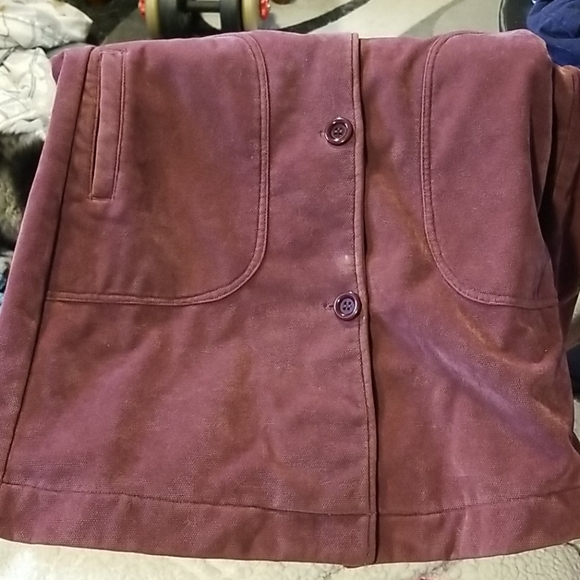 Long collar plum button up corduroy jacket S - Picture 7 of 9